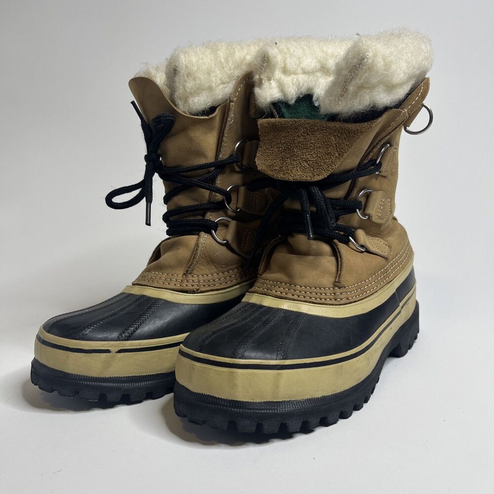 Vintage Sorel Caribou Boots Women’s 5 Green Felt Lined Handmade Canada